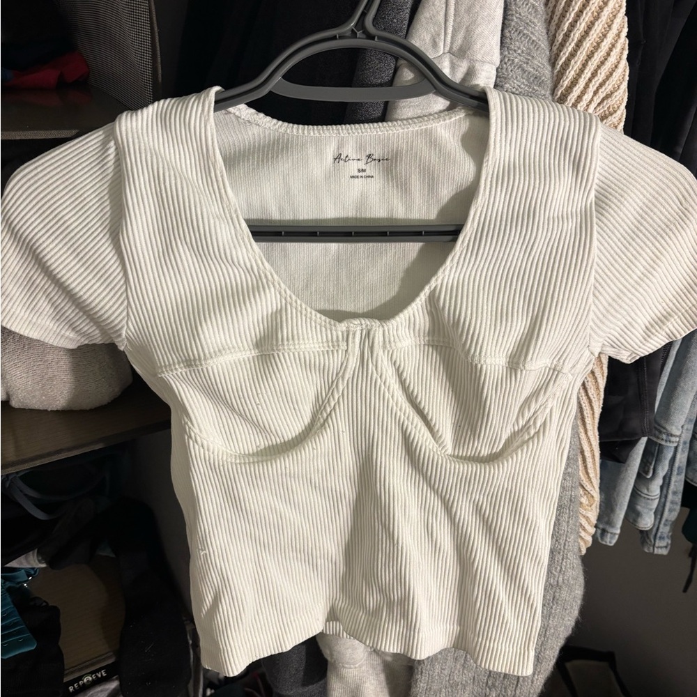 Marshalls White Ribbed Crop Top